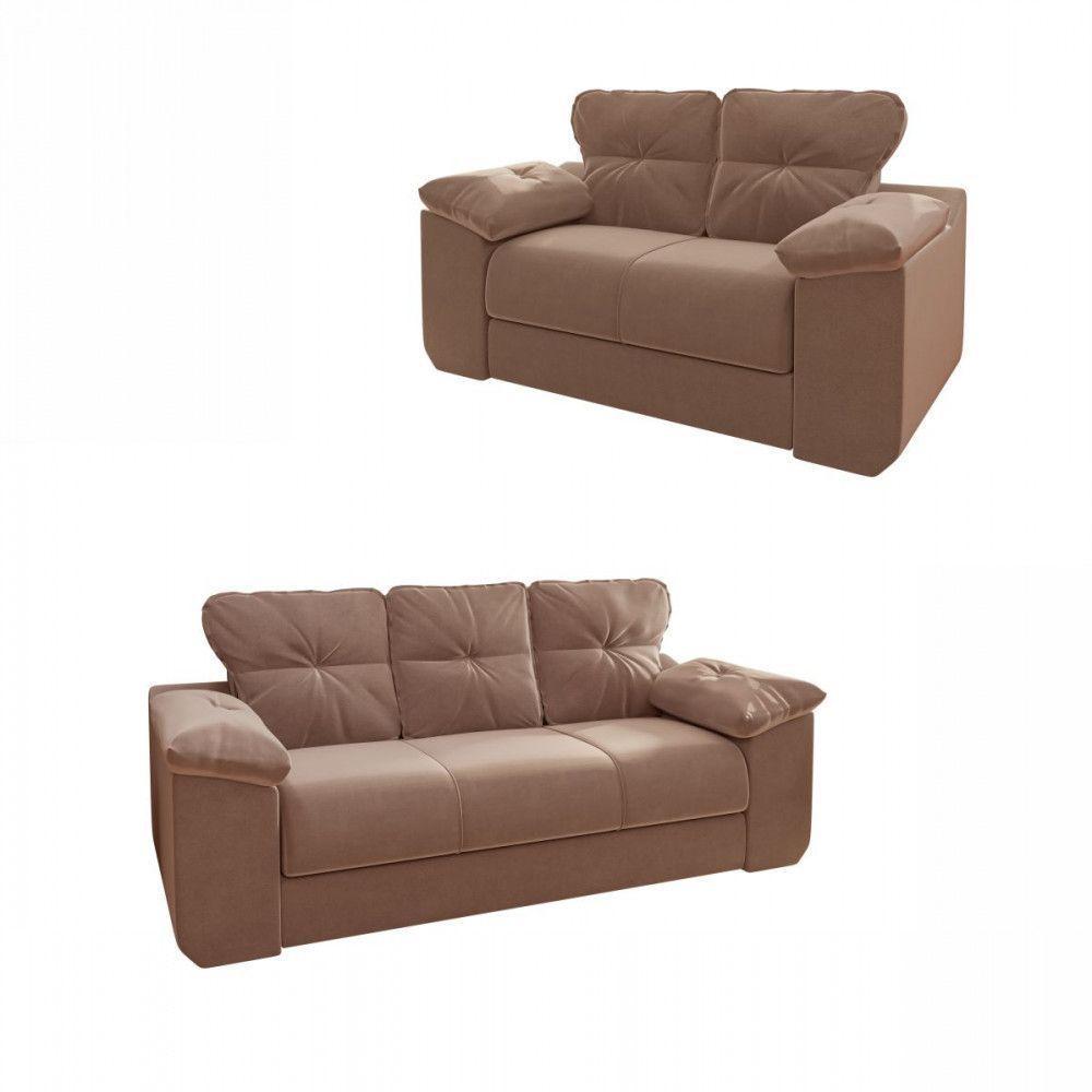 Estofado 2 E 3 Lugares Veludo Choco Mamflex Choco - 5