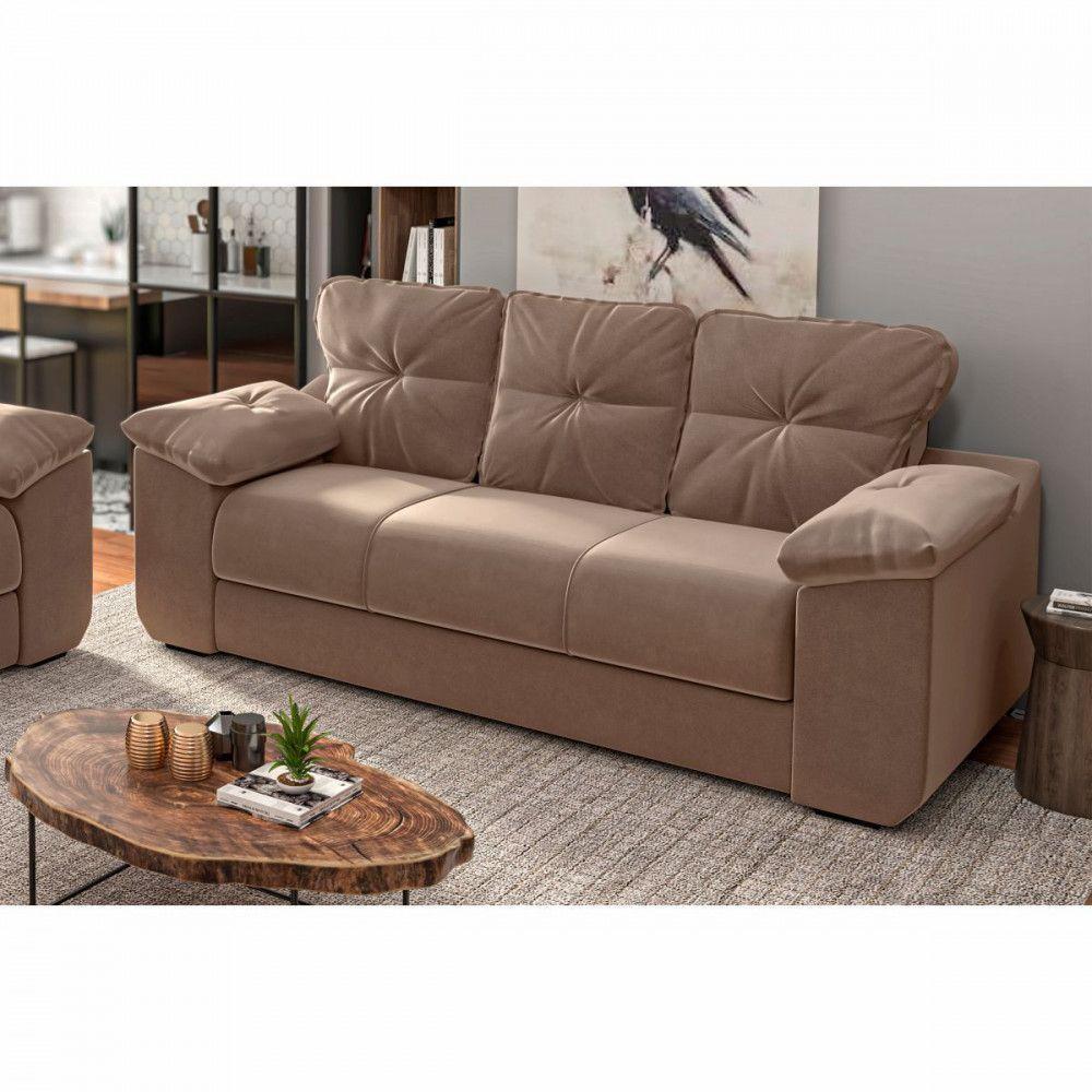 Estofado 2 E 3 Lugares Veludo Choco Mamflex Choco - 6