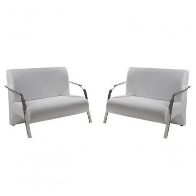 Kit 2 Poltrona Vênus 2 Lugar Braço Alumínio Branco