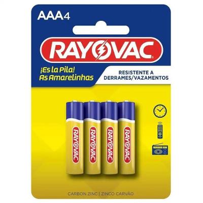 Pilha Com 4 Unidades Palito Amarela Aaa Rayovac
