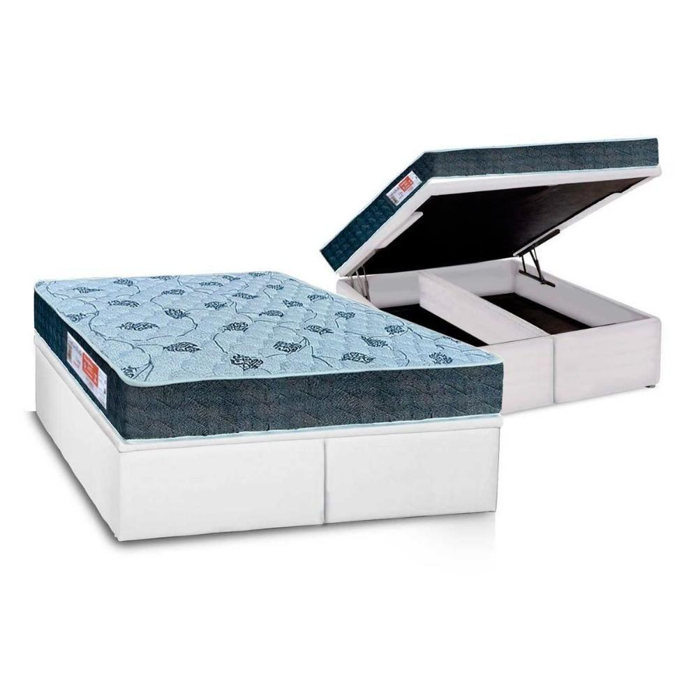 Cama Box Baú Queen: Colchão Espuma D45 Orthoflex Comfortpedic Line + Base CRC Courano White(158x198) - 1