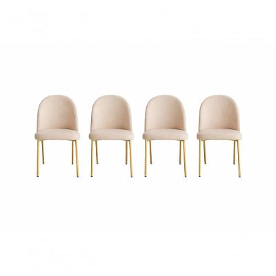 Kit 04 Cadeiras Jantar Cecilia Pé Metal Dourado Courino Base Dourada-courino Bege