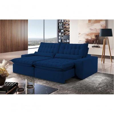 Sofá Petra Retrátil E Reclinável 290cm Espuma D-26 Softy - Azul