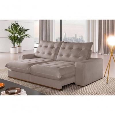 Sofá Milão Retrátil E Reclinável 250cm Com Super Pillow De 30cm Com Molas Pocket - Bege