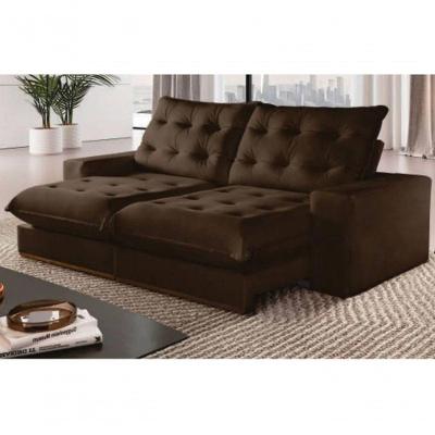 Sofá Milão Retrátil E Reclinável 250cm Com Super Pillow De 30cm Com Molas Pocket - Marrom