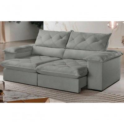 Sofá Istambul Retrátil E Reclinável Caixa Zero 200m Pillow De 15cm - Prata