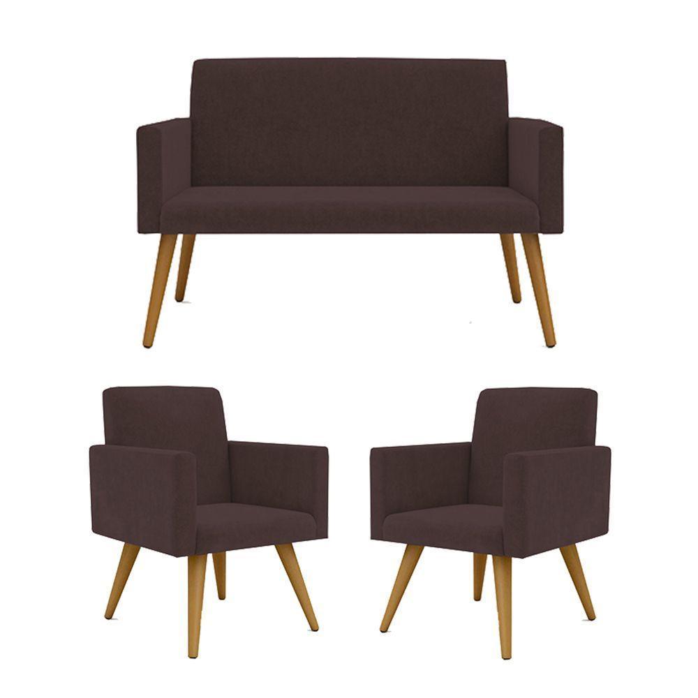Kit Namoradeira 2 Lugares Reforçada + 2 Poltronas marrom - 1