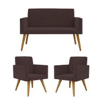 Kit Namoradeira 2 Lugares Reforçada + 2 Poltronas marrom - 1