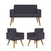 Kit Namoradeira 2 Lugares Reforçada + 2 Poltronas Cinza - 1