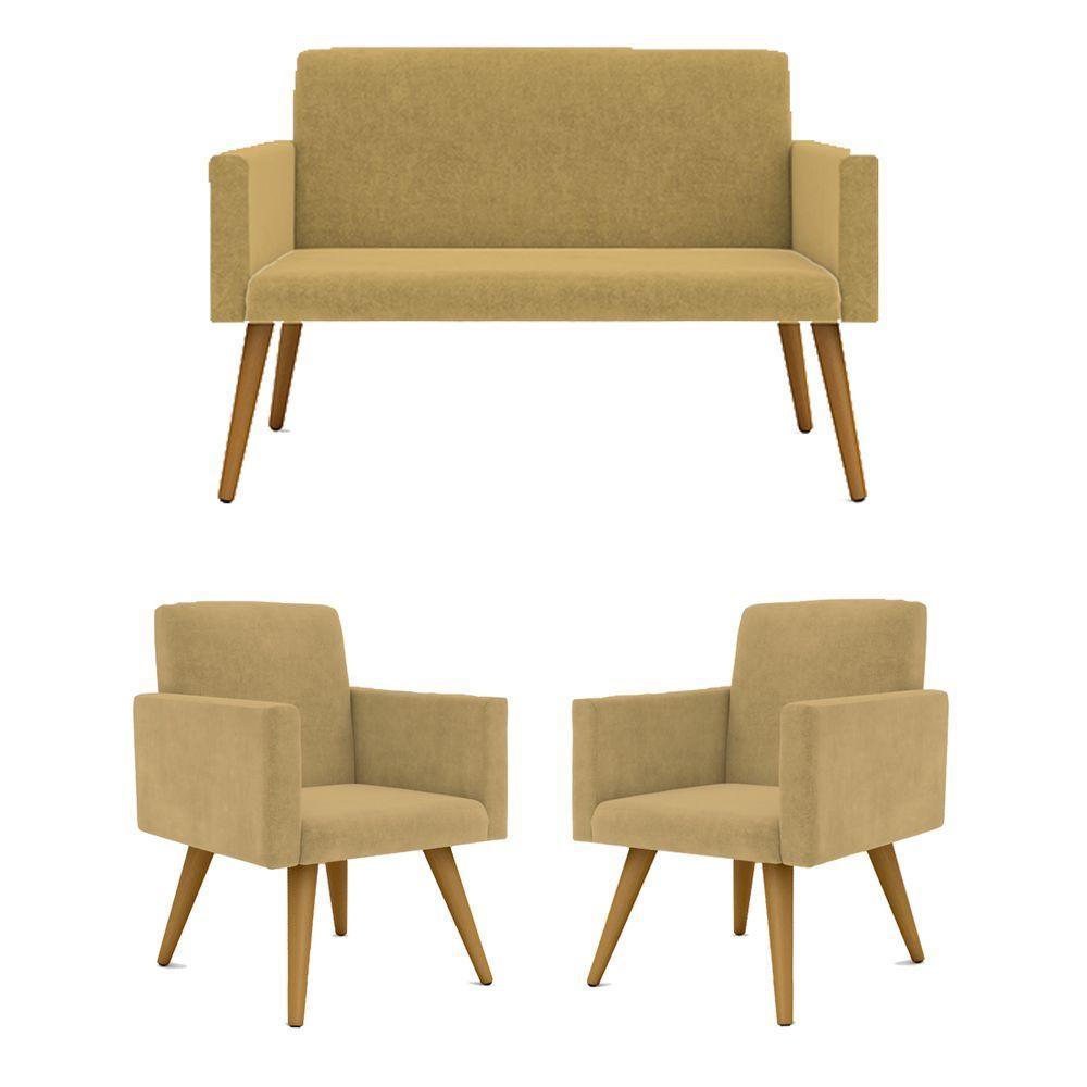 Kit Namoradeira 2 Lugares Reforçada + 2 Poltronas capuccino - 1