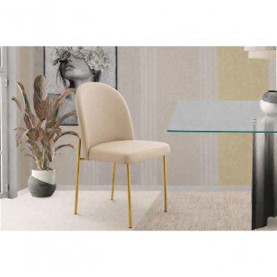 Cadeiras De Jantar Cecilia Pé Metal Dourado Courino Base Dourada-courino Bege