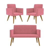 Kit Namoradeira 2 Lugares Reforçada + 2 Poltronas Rosa - 1