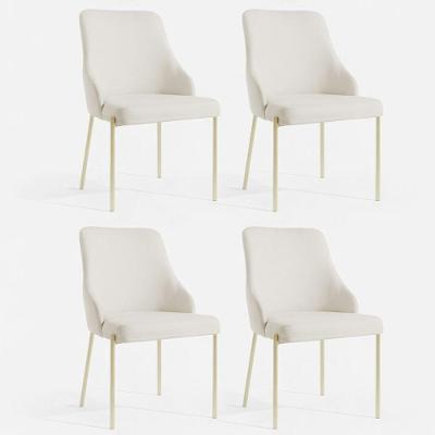 Kit 4 Cadeiras Jantar Aurora Pé Metal Dourado Assento Espuma Base Dourada-linho Bege