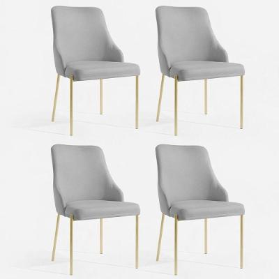 Kit 4 Cadeiras Jantar Aurora Pé Metal Dourado Assento Espuma Base Dourado-linho