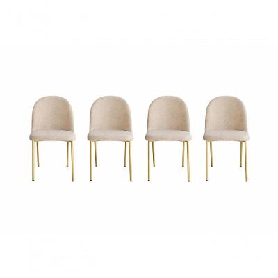 Kit 04 Cadeiras Jantar Cecilia Pé Metal Dourado Linho Base Dourada-linho Bege