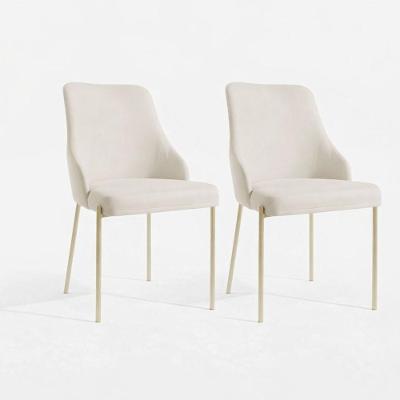 Kit 2 Cadeiras Jantar Aurora Pé Metal Dourado Assento Espuma Base Dourada-linho Bege