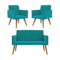 Kit Namoradeira 2 Lugares Reforçada + 2 Poltronas azul Turquesa - 1
