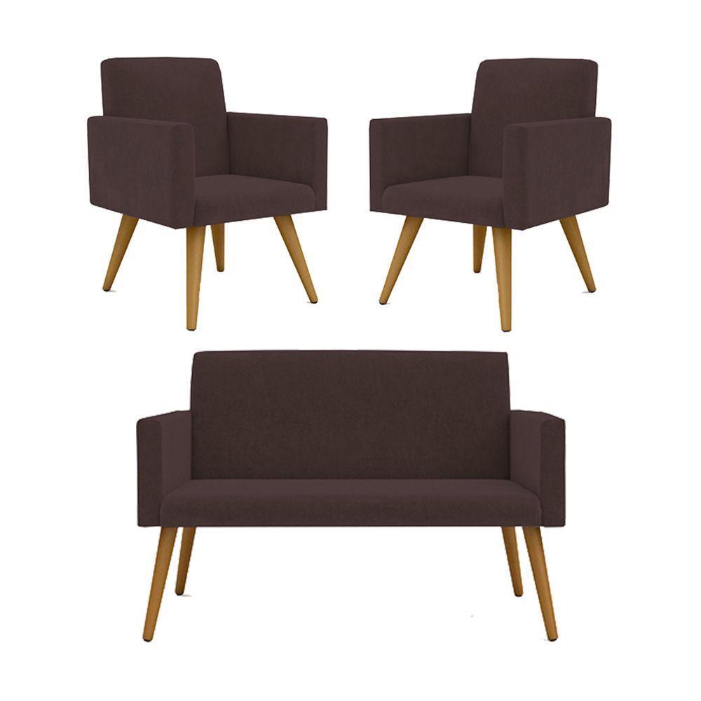 Kit Namoradeira 2 Lugares Reforçada + 2 Poltronas marrom - 1