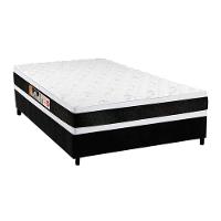 Cama Box Casal: Colchão Espuma D45 Castor Black e White AIR Double Face + Base CRC Suede Black(138x188) - 1
