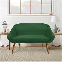 Kit 01 Namoradeira 02 Lugares E 02 Poltronas Giratória Giovana Suede Base Madeira Mm30 D'rossi Verde - 14