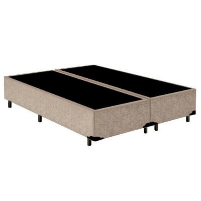 Cama Box King Bipartido Suede Mega Cama Bege 192x203x42cm