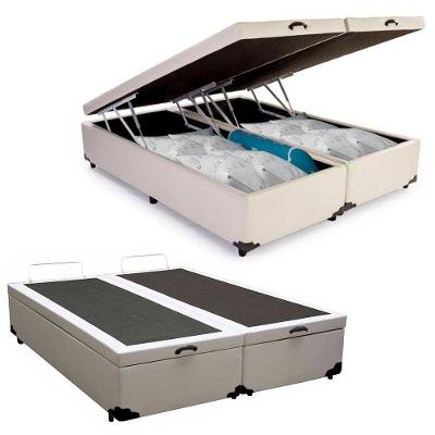 Cama Box Baú Queen Bipartido Sintético Mega Cama Branco 158x198x45cm
