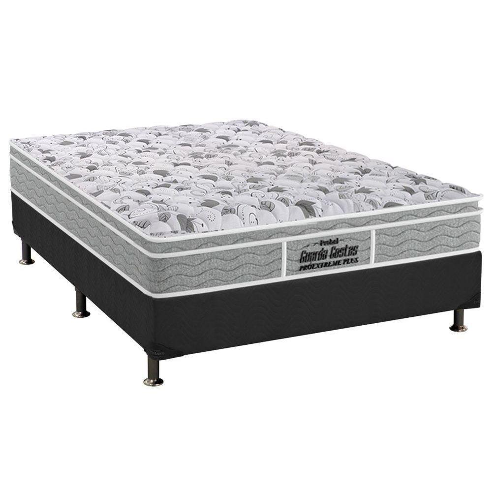 Cama Box Casal: Colchão Anatômico Probel D45/EP Guarda Costas Próextreme Plus + Base CRC Suede Gray(138x188) - 1