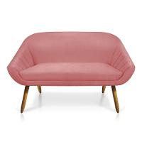 Kit 01 Namoradeira 02 Lugares E 02 Poltronas Giratória Giovana Suede Base Madeira Mm30 D'rossi Rose - 5