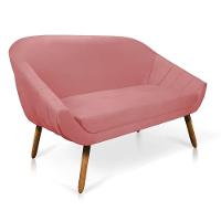 Kit 01 Namoradeira 02 Lugares E 02 Poltronas Giratória Giovana Suede Base Madeira Mm30 D'rossi Rose - 7