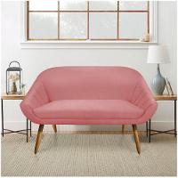 Kit 01 Namoradeira 02 Lugares E 02 Poltronas Giratória Giovana Suede Base Madeira Mm30 D'rossi Rose - 8