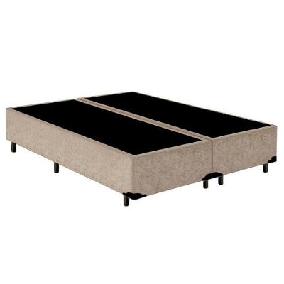 Cama Box Queen Bipartido Suede Mega Cama Bege 158x198x42cm
