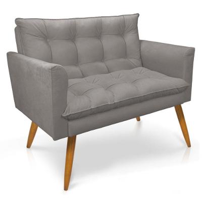 Namoradeira 2 Lugares Olivia Suede Pallazio Grafite