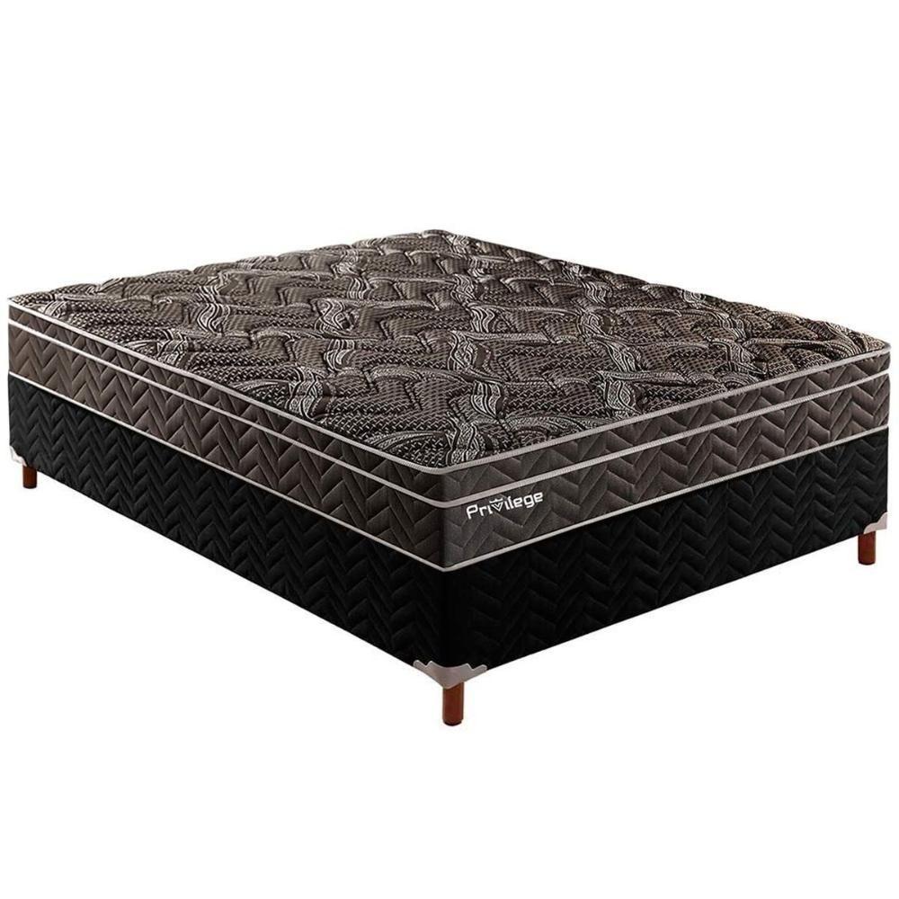Cama Box Casal: Colchão Molas Paropas MasterPocket Ensacadas Previlege + Base CRC Rústico Black(138x188) - 1