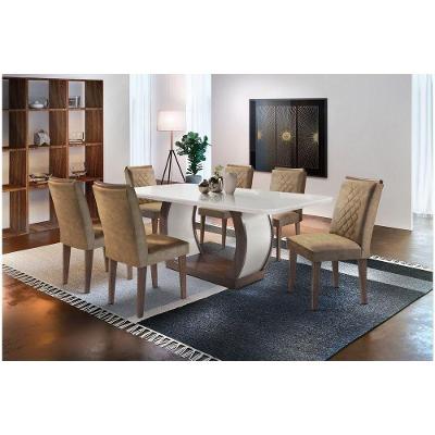 Conjunto Sala De Jantar Jade 6 Cadeiras Off White