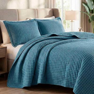 Kit Cobre Leito Colcha Claire Casal 3 Peças 300 Fios Azul