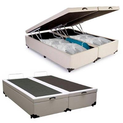 Cama Box Baú King Bipartido Sintético Mega Cama Branco 192x203x45cm