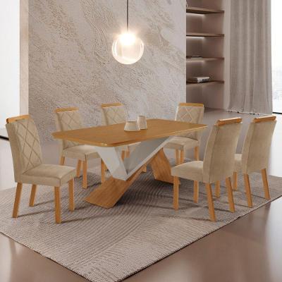 Mesa De Jantar Yasmin 180 Mdf Laminado E 6 Cadeiras Melissa Turim 07/naturale /off White