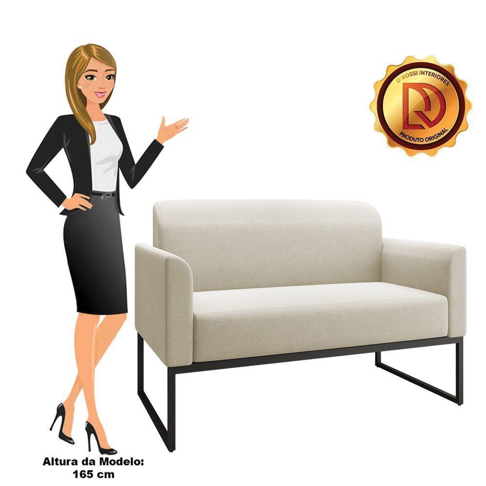 Namoradeira 02 Lugares Linho Preto Cor Grosso Bege - 2