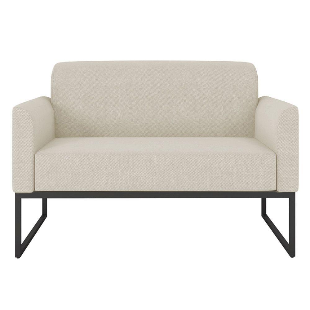 Namoradeira 02 Lugares Linho Preto Cor Grosso Bege - 4