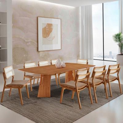 Sala De Jantar Mesa Florida Tampo Laminado Barril 8 Cadeiras Atacama/imbuia Nat/cinam. Imbuia