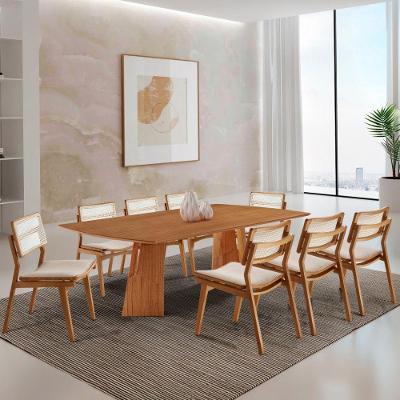 Sala De Jantar Mesa Florida Tampo Laminado Barril 8 Cadeiras Linho Off/imbuia Nat/cinam. Imbuia