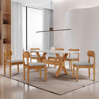 Sala De Jantar Mesa Startampo Laqueado E 6 Cadeiras Moderna Quartzo/laq Off/cinam. Imbuia