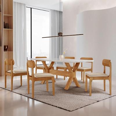 Sala De Jantar Mesa Startampo Laqueado E 6 Cadeiras Moderna Linho Off/laq Off/cinam. Imbuia