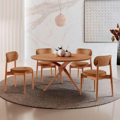 Sala De Jantar Mesa Ballaretampo Redondo 4 Cadeiras Moderna Star Puce/imbuia Nat/cinam. Imbuia