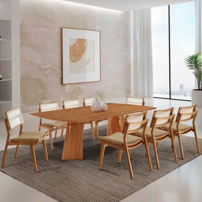 Sala De Jantar Mesa Florida Tampo Laminado Barril 8 Cadeiras Ambar/imbuia Nat/cinam. Imbuia