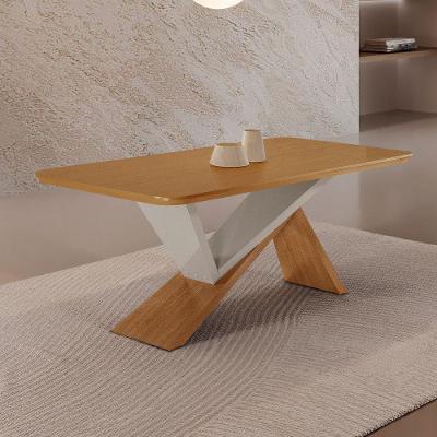 Mesa De Jantar Yasmin 180cm Tampo Mdf Canto Copo Moderna Naturalle/off White