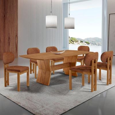 Mesa Portugal Tampo Laminado Barril 6 Cadeiras Nala Mobília Star Puce/imbuia Nat/cinam. Imbuia