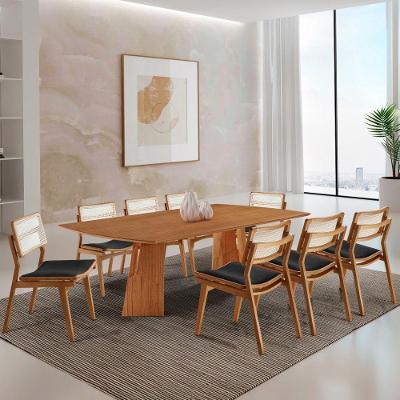 Sala De Jantar Mesa Florida Tampo Laminado Barril 8 Cadeiras Linho Preto/imbuia Nat/cinam. Imbuia