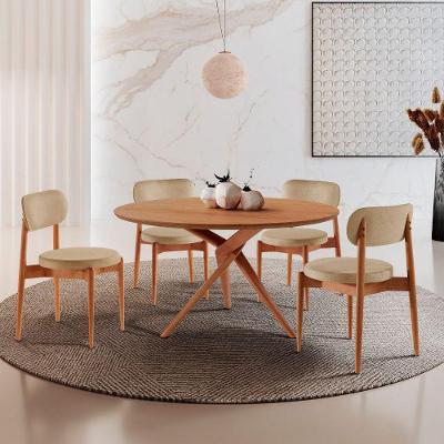 Sala De Jantar Mesa Ballare 120cm Tampo Redondo 4 Cadeiras Turim/imbuia Nat/cinam. Imbuia