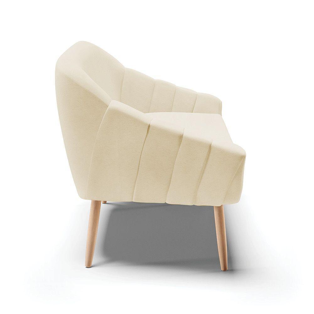 Namoradeira 02 Lugares Linho Bege A19 Pés Palito Natural - 6